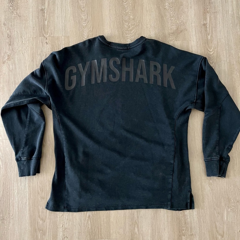Mens Black Gymshark Power Washed Crew Neck M